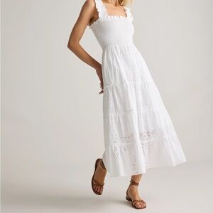 Quince White Eyelet Midi Dress NWT